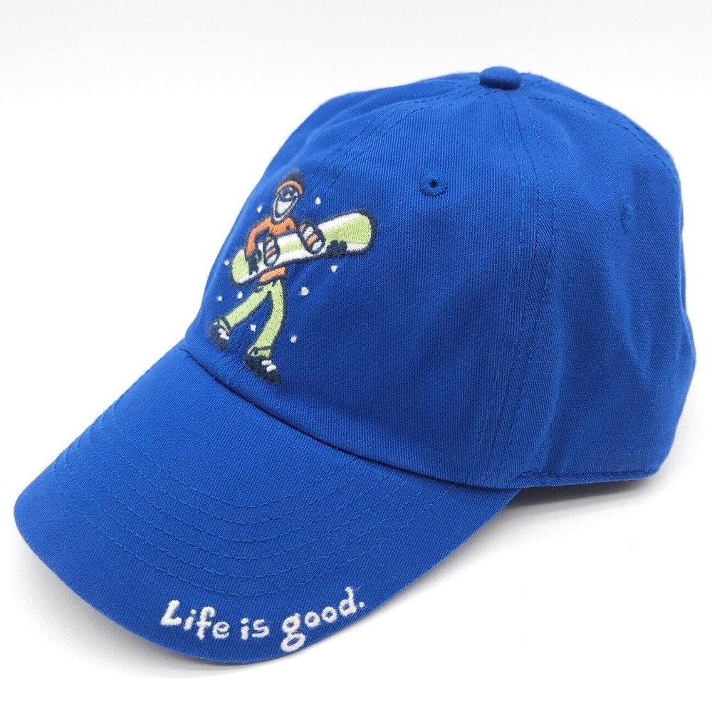 Life is Good Snowboard Strapback Hat Baseball Dad Cap Blue Unisex‎ Adult